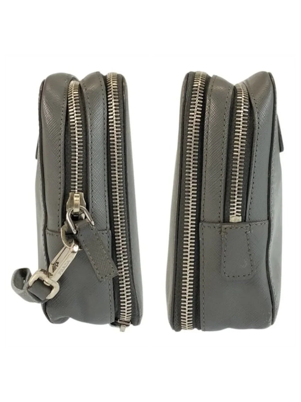 Prada Saffiano Gray Silver Leather Clutch - Picture 7 of 9